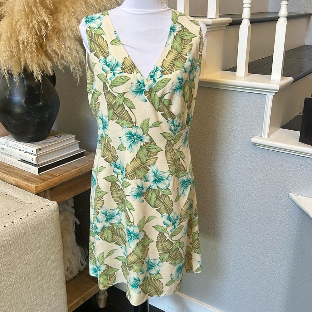 Vintage Tommy Bahama 100% Silk Faux Wrap Dress Size 8